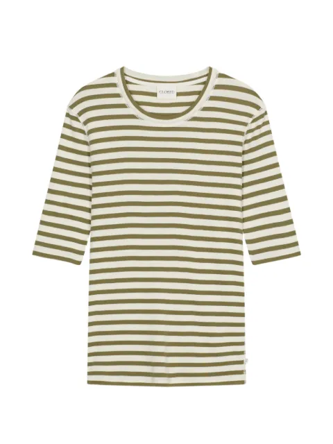 Closed crew-neck striped T-shirt Green C95025420ST