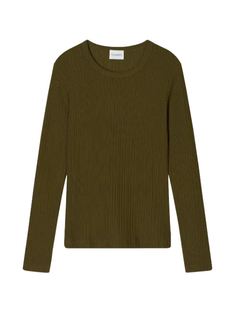 Closed crewneck long sleeve top Green C9502642R22