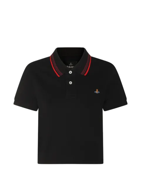 Vivienne Westwood striped-collar logo polo top Black 1H010004J00AUN401