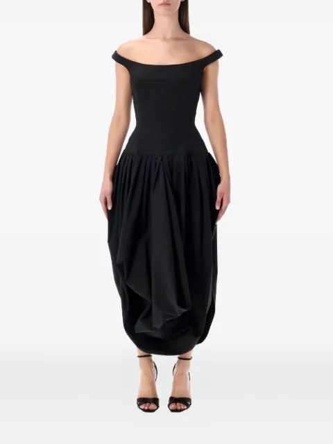 Magda Butrym off-shoulder neck midi dress Black 258426