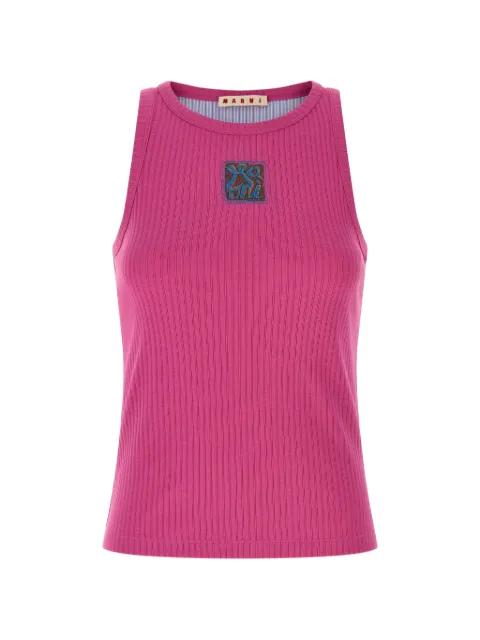 Marni ribbed logo patch tank top Pink THJE0380S0UTC60000C57