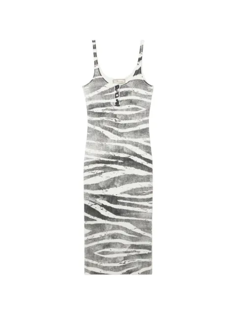 Blumarine zebra-print button-detail midi dress White 22A812A