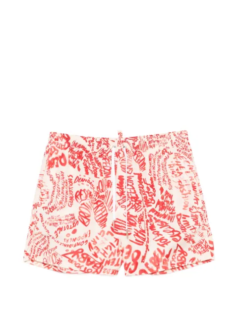 DSQUARED2 graffiti-print drawstring-waist swim shorts Neutrals D7B626830ISA01