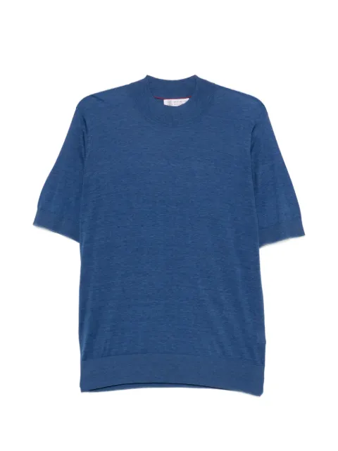 Brunello Cucinelli short-sleeve crew-neck sweater Blue MNB805404C7863