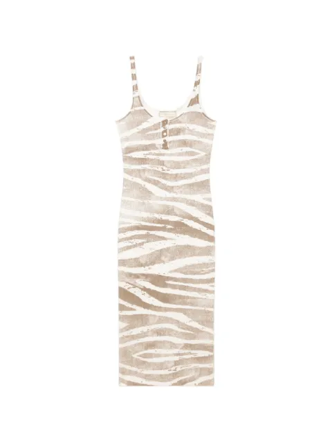 Blumarine ribbed zebra-print midi dress Neutrals 22A812A