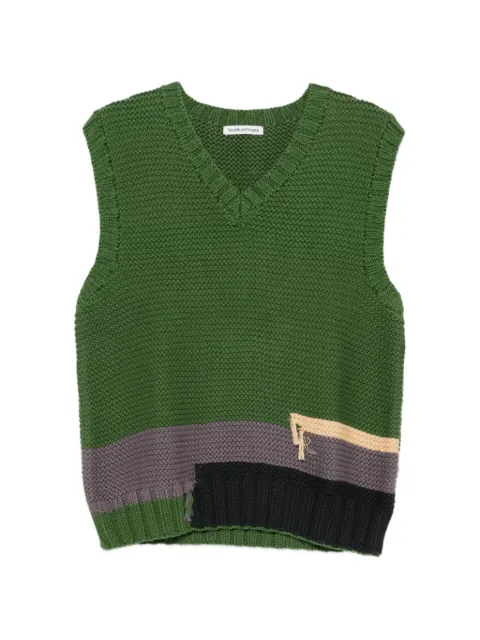 YMC V-neck colour-block vest Green P8ZMM