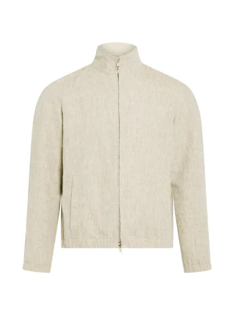 Yves Salomon zip-up linen jacket Neutrals 26EHV03965L29W