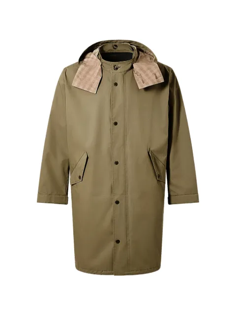 Yves Salomon hooded check parka Green 25EHM04104L31W