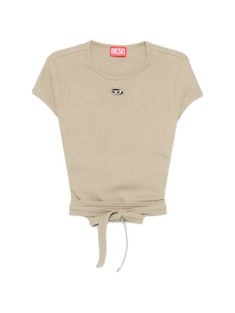 Diesel T-Bunny-Tail tie-detail T-shirt Neutrals A211970EJAI
