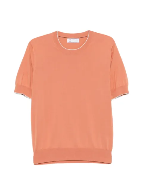 Brunello Cucinelli trimmed short-sleeve T-shirt Orange M29805200CBI26