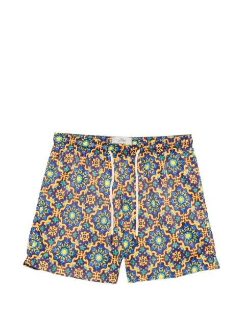 PENINSULA SWIMWEAR geometric-print drawstring swim shorts Purple RAPALLORP02