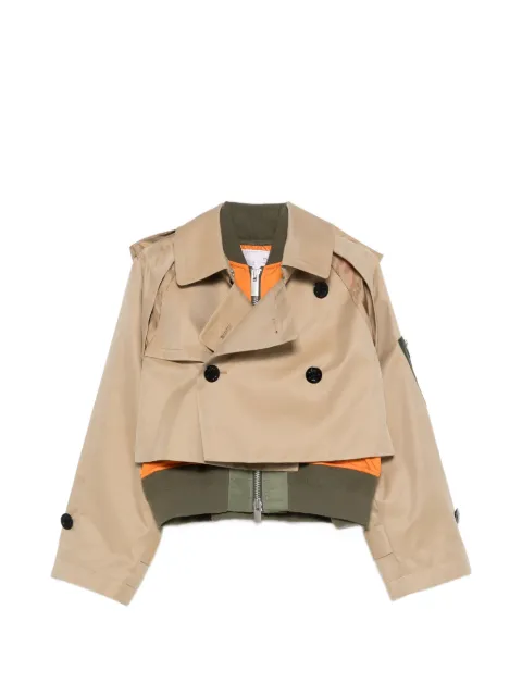 sacai double-breasted gabardine jacket Neutrals SCW319