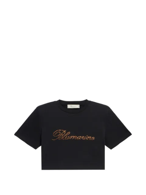 Blumarine logo-print jersey T-shirt Black 22T133A