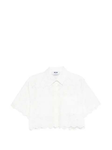 MSGM broderie-anglaise scalloped-edge shirt White 4041MDE1626712202