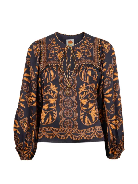 FARM Rio Cornely Ainika floral-print blouse Black 344144098