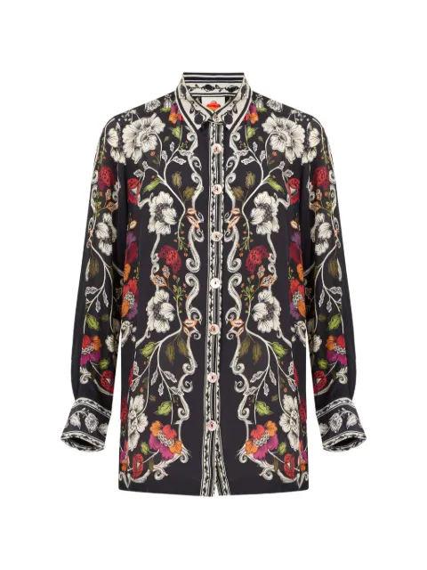 FARM Rio floral-print button-up shirt Black 350099