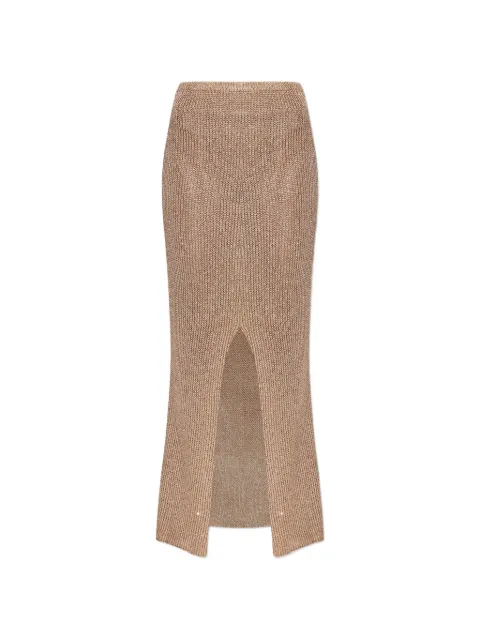 PARAMIDONNA crochet slit skirt Neutrals CR25BSC1CROCHETBRUNA