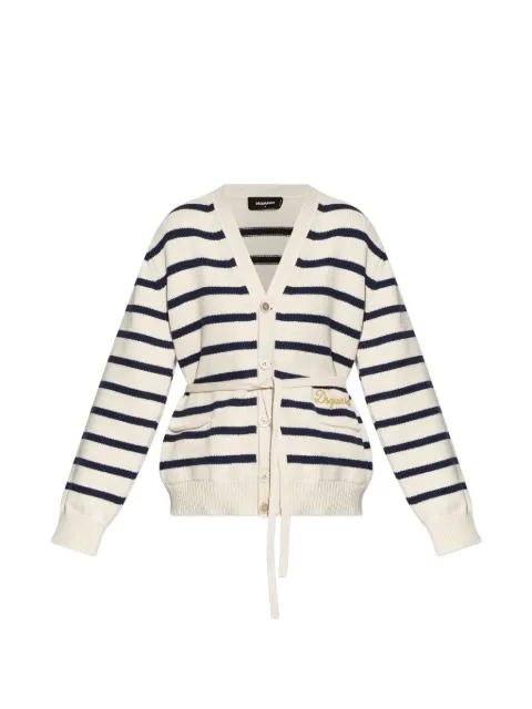 DSQUARED2 striped embroidered cardigan Neutrals S75HA1405D13188