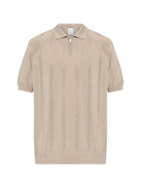 Eleventy zip striped knitted polo shirt Neutrals M76MAGM53MAG0M034