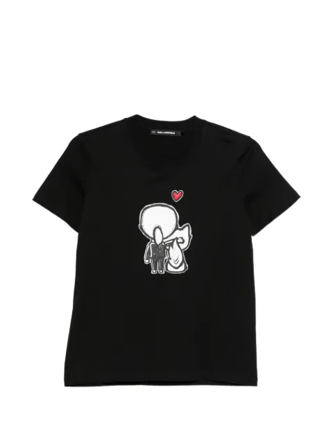 Karl Lagerfeld print-detail T-shirt Black B1W17038999