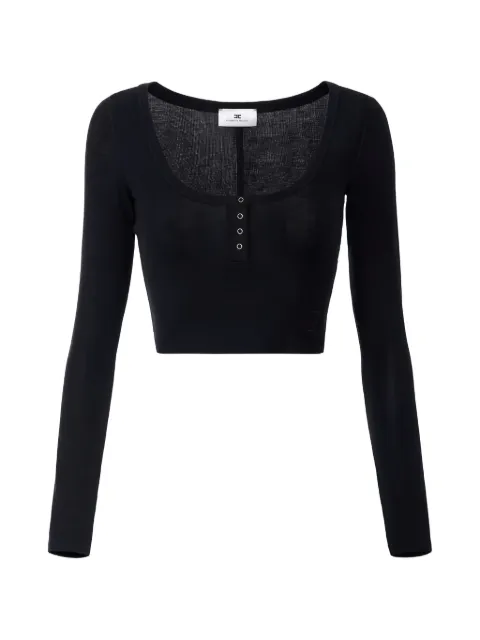 Elisabetta Franchi lightweight jersey top with buttons Black MD97B61E2