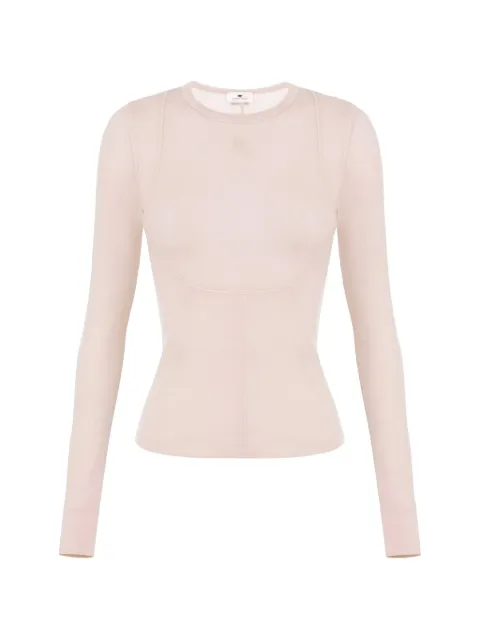 Elisabetta Franchi top in lightweight jersey fabric with embroidered logo Neutrals MD96B61E2