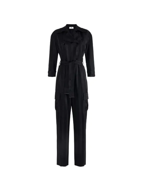 Elisabetta Franchi satin jumpsuit with jacquard stripes Black TU05961E2