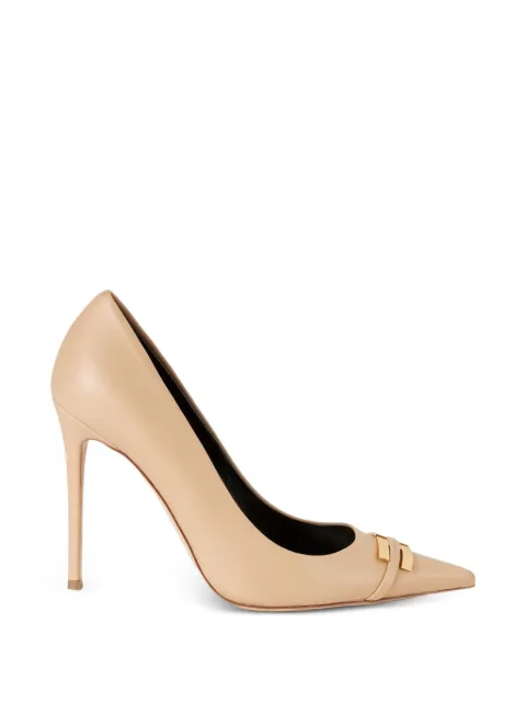 Elisabetta Franchi leather pumps with logo detail Neutrals SA15L61E2