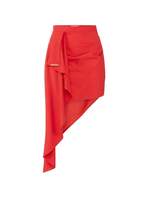 Elisabetta Franchi cool wool skirt with jewel plaque Red GO17061E2