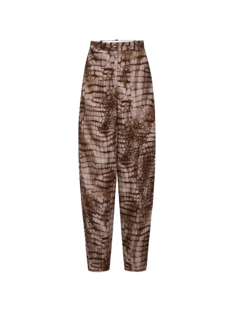 Elisabetta Franchi trousers in lightweight jersey fabric with alligator-print Brown PA16261E2