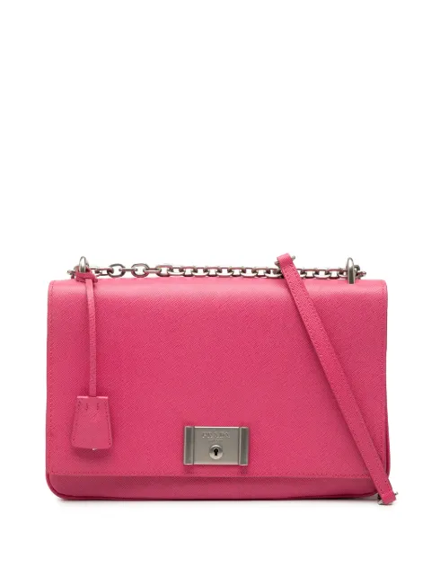 Prada Pre-Owned 2018-2025 Saffiano Lux Lock Chain Flap crossbody bag Pink WUYNWN0CCKGVMM9F