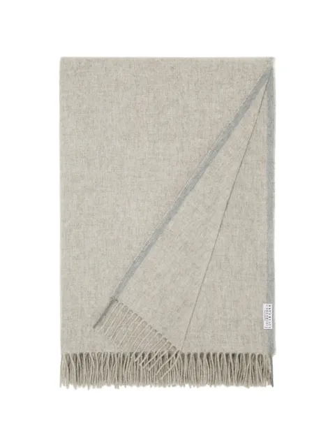 Brunello Cucinelli selvedge fringe cashmere soft furnishing Neutrals MPAG90141CEN81