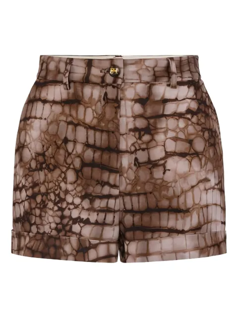 Elisabetta Franchi shorts in lightweight jersey fabric with alligator print Brown SH00361E2
