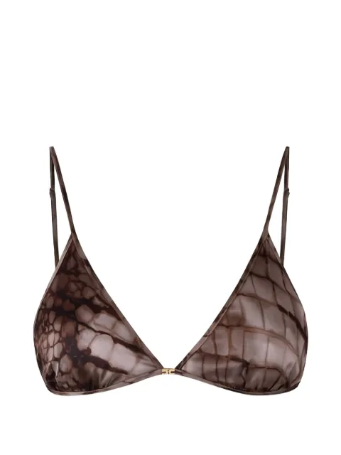 Elisabetta Franchi bra in satin fabric with alligator print Brown RG00861E2