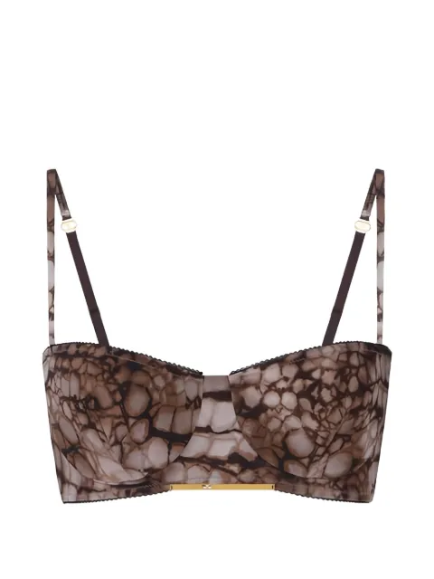 Elisabetta Franchi bra in cady and tulle fabric with alligator print Brown RG00761E2
