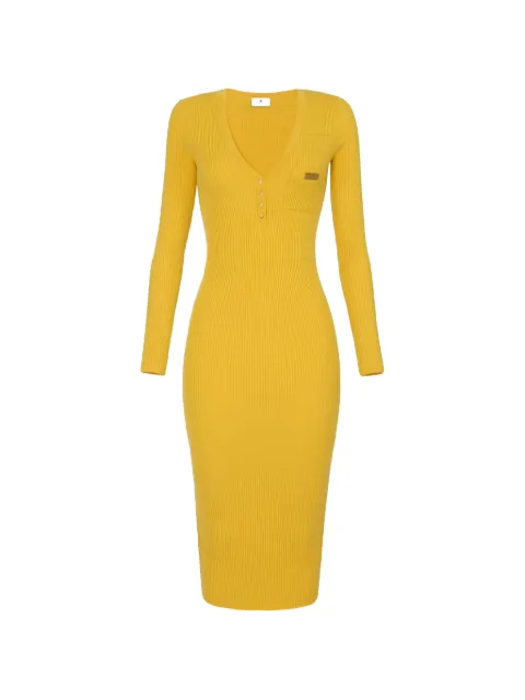 Elisabetta Franchi micro-braided dress in knit fabric Yellow AM14B61E2