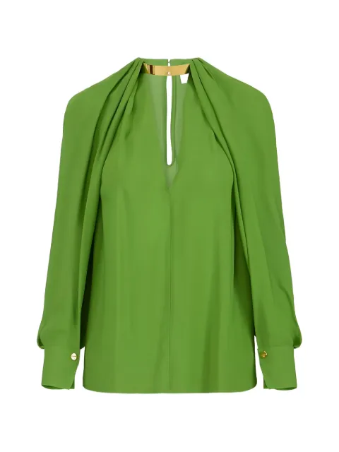 Elisabetta Franchi blouse in viscose georgette fabric with jewel detail Green CA12961E2