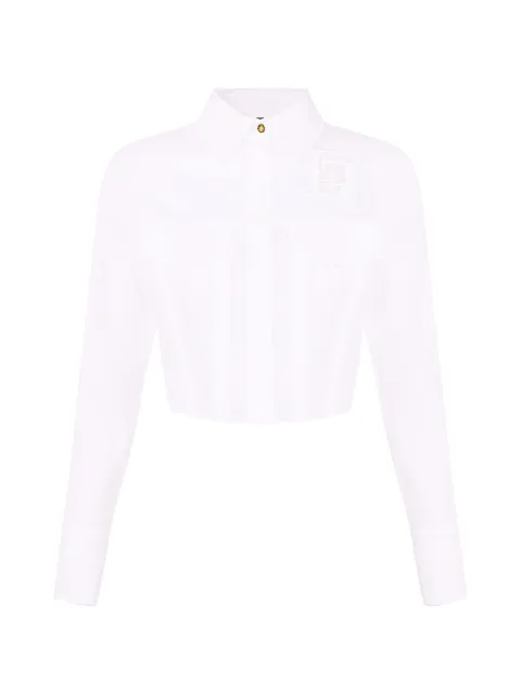 Elisabetta Franchi cotton shirt with flaps and embroidery White CA12661E2