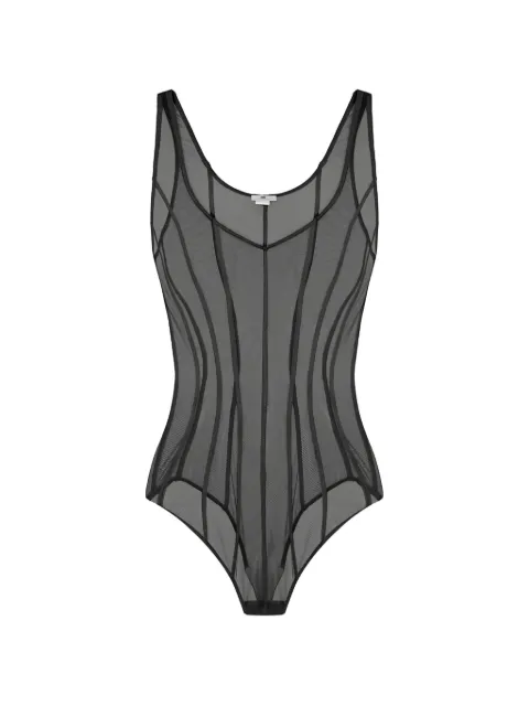 Elisabetta Franchi bodysuit in tulle fabric with micro-mesh texture Black BO00961E2