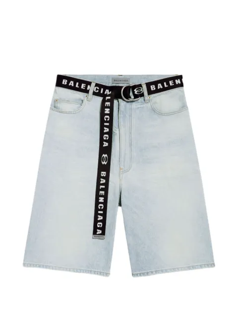Balenciaga logo-belt denim shorts Blue 871361TDW14
