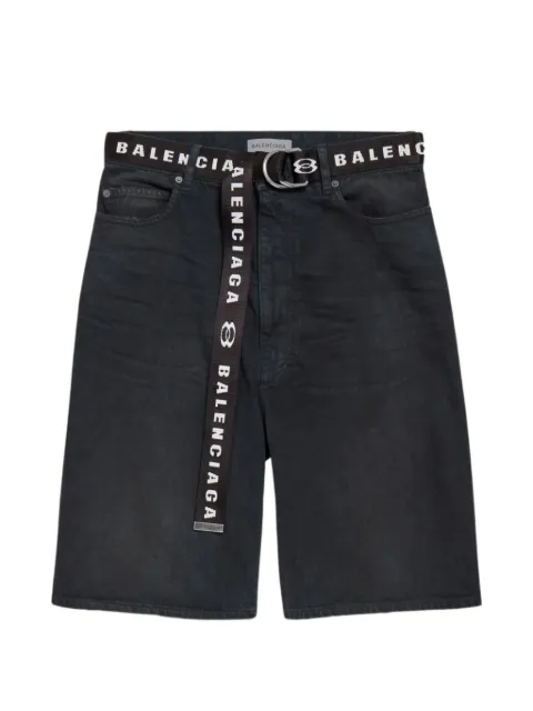 Balenciaga belted logo-waistband shorts Black 871361TQW56