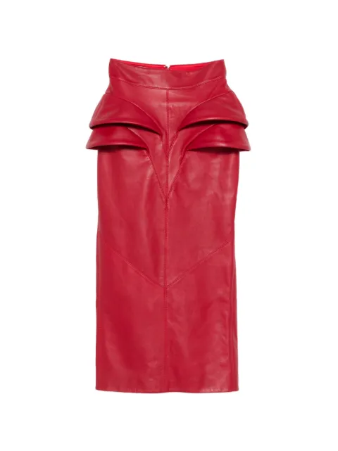 MITILIANE COUTURE side-detail leather maxi skirt Red 6041