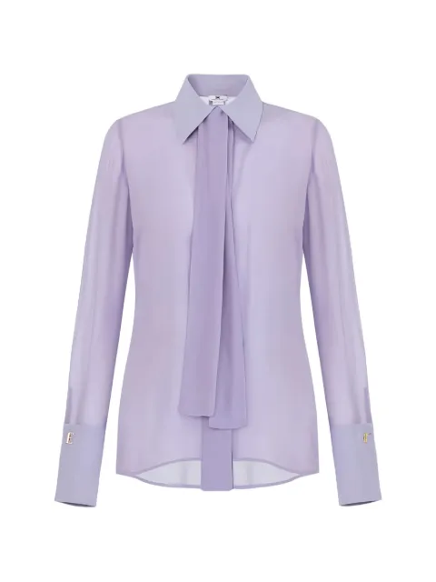 Elisabetta Franchi blouse in georgette and crêpe fabrics with sash belt Purple CA14861E2