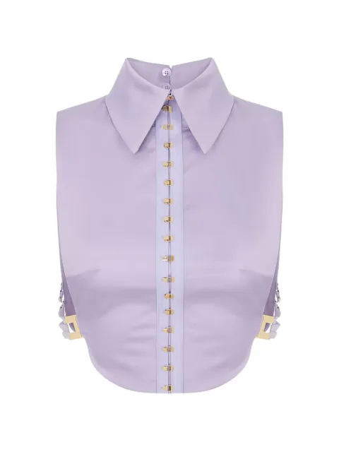 Elisabetta Franchi stretch cotton bib with elastic straps Purple TO04661E2