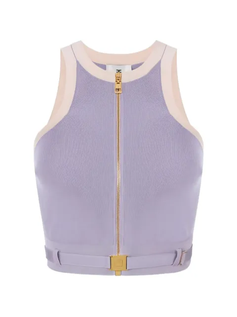 Elisabetta Franchi knit fabric top with shiny viscose bands Purple TK71S61E2