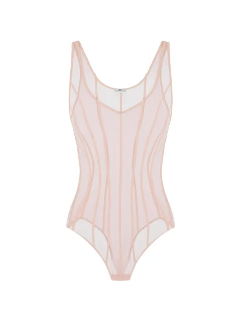Elisabetta Franchi bodysuit in tulle fabric with micro-mesh texture Neutrals BO00961E2