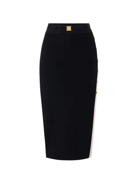 Elisabetta Franchi skirt in knit fabric with shiny viscose bands Black GK27S61E2