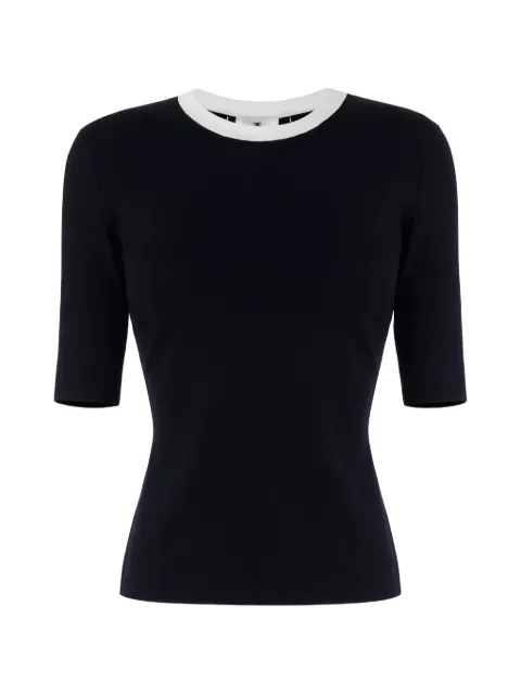 Elisabetta Franchi knit fabric top with shiny viscose bands Black MK67S61E2