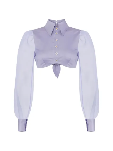 Elisabetta Franchi stretch cotton and organza shirt Purple CA14461E2