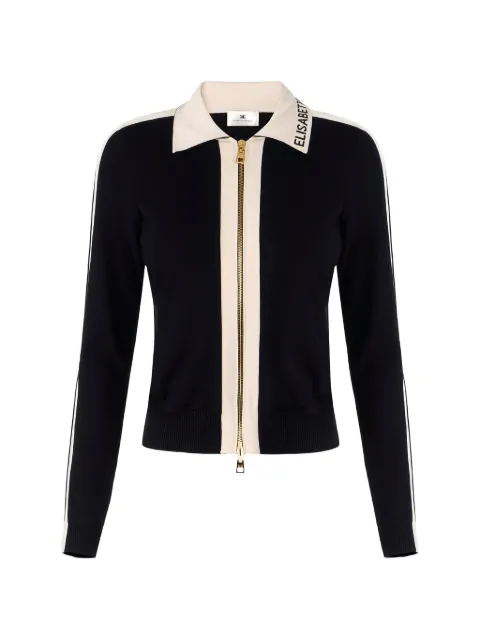 Elisabetta Franchi knit fabric jacket with shiny viscose bands Black MK66S61E2